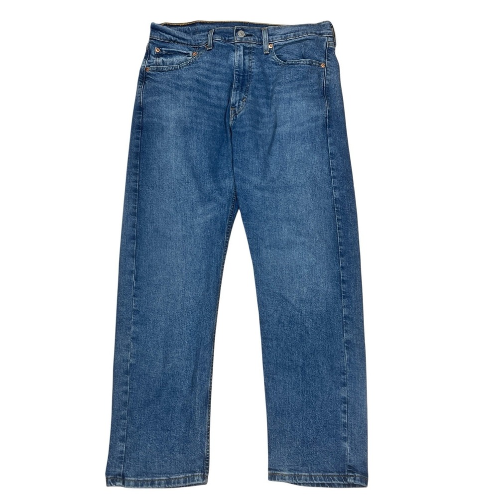 Levis 505 Regular Straight Fit Jeans Mens 34x30 Medium Wash Cotton Stretch Denim